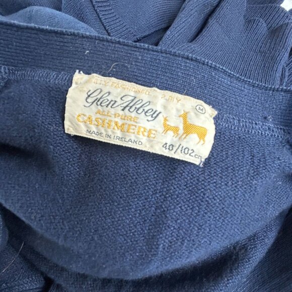 Vintage Glen Abbey Mens Pure Cashmere Cardigan Sweater Navy Button Front 40/102 - Picture 3 of 6